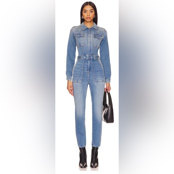 Good American Light Blue Jean Jumpsuit